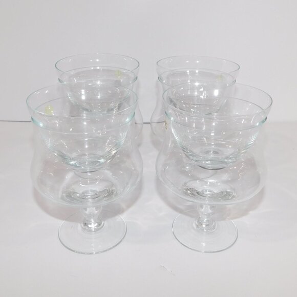 VTG Set of 4 ( 8 Pieces ) Shrimp Cocktail Glasses w inserts Service UNUSED - Picture 3 of 14